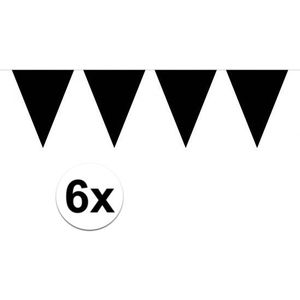 6x Groot formaat zwarte slingers - Vlaggenlijnen