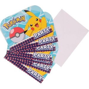 Pokemon thema uitnodigingen 16 stuks - Uitnodigingen