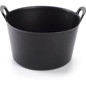 4x stuks flexibele emmer/wasmand zwart 15 liter - Opbergmanden - 35 x 24 x 24 cm- Flexibele emmers