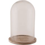 2x Glazen decoratie stolpen op houten plateau 17 x 25 cm - Home Deco stolpen - Woonaccessoires