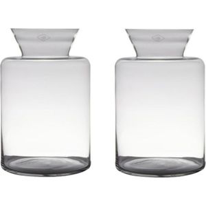 Set van 2x stuks transparante luxe grote vaas/vazen van glas 37 x 24 cm - Vazen