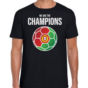 Portugal EK/ WK supporter t-shirt we are the champions met Portugese voetbal zwart heren - Feestshirts