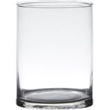 Set van 2x stuks transparante home-basics cylinder vorm vaas/vazen van glas 20 x 12 cm - Vazen
