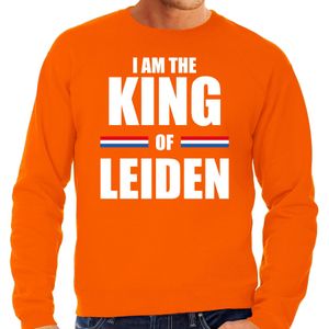 I am the King of Leiden Koningsdag sweater / trui oranje voor heren - Feesttruien