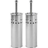 2x RVS toiletborstels met hoge houder - Toiletborstels