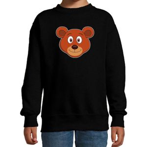 Cartoon beer trui zwart voor jongens en meisjes - Cartoon dieren sweater kinderen - Sweaters kinderen