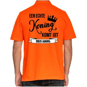 Oranje Koningsdag polo - echte Koning komt uit Den haag - heren - Feestshirts
