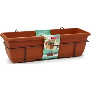 1x Balkon plantenbak/bloembak terracotta 60 cm met hanger - Plantenbakken