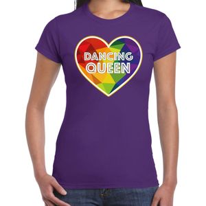 Gay Pride shirt - dancing queen - regenboog - dames - paars - Feestshirts