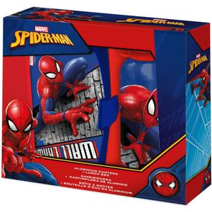 Marvel Spiderman lunchbox set voor kinderen - 2-delig - rood - aluminium/kunststof  - Lunchboxen
