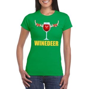 Foute Kerst t-shirt Winedeer groen voor dames - kerst t-shirts