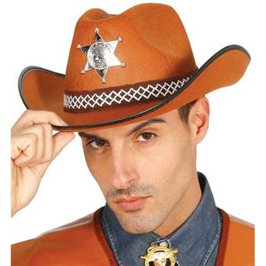 Amerikaanse sheriff cowboy hoed - bruin - voor volwassenen - one size - Verkleedhoofddeksels