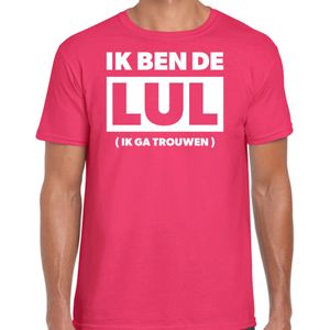 Vrijgezellen feest t-shirt voor heren - ik ben de lul - roze - bachelor party/bruiloft - Feestshirts