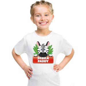 Dieren shirt wit Paddy de zebra voor kinderen - T-shirts