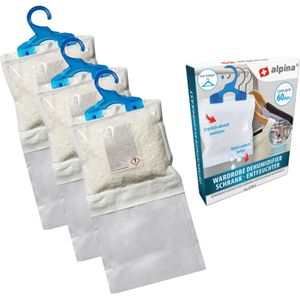 Alpina Vochtonttrekker Kledingkast - 3x - Incl. hanger - tegen schimmelvorming - ontvochtiger