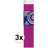 3x Knutsel crepe vouw papier fuchsia roze 250 x 50 cm - Crepepapier