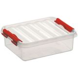 10x stuks sunware opbergboxen/opbergdozen transparant/rood 1 liter 20 x 15 x 6 cm - Opbergbox