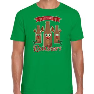 Fout kersttrui t-shirt voor heren - Rudolf Reinbeers - groen - rendier/bier - kerst t-shirts