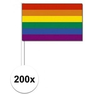 200x Zwaaivlaggen met regenboog - Vlaggen