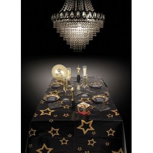 Oud en Nieuw tafelkleed met gouden sterren 130 x 180 cm - Feesttafelkleden