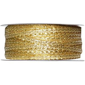 1x Hobby/decoratie metallic gouden sierlinten 3 mm x 25 meter - Cadeaulinten