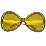 Party verkleed bril - glitter - disco - toppers - goud - Verkleedbrillen