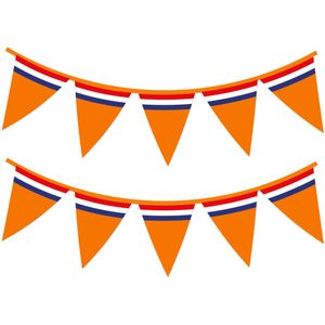 Bellatio decorations - Oranje Holland vlaggenlijn met Nederlandse vlag 10 meter - Vlaggenlijnen