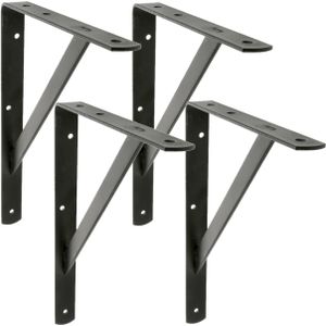 AMIG Plankdrager/planksteun van metaal - 4x - gelakt zwart - H300 x B225 mm - Tot 260 kg - Plankdragers