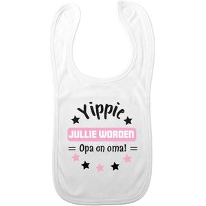 Baby slabbetje - roze - opa en oma - kraam cadeau - slab/morsdoek - zwangerschap - Slabbetjes