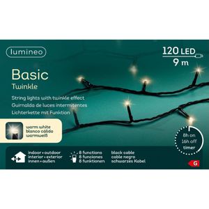 Kerstverlichting - 120 led lampjes - warm wit - 9 meter - zwart snoer - lichtsnoer - Kerstverlichting kerstboom