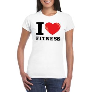 I love fitness t-shirt wit dames - Feestshirts