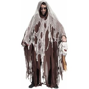 Lange horror cape in bruine kleur - Carnavalskostuums