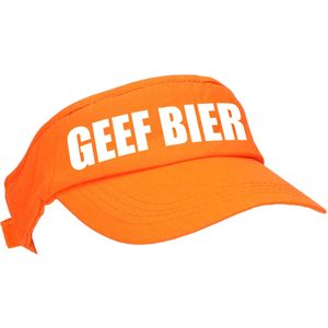 Oranje GEEF BIER zonneklep met Nederlandse vlag voor dames en heren - Verkleedhoofddeksels