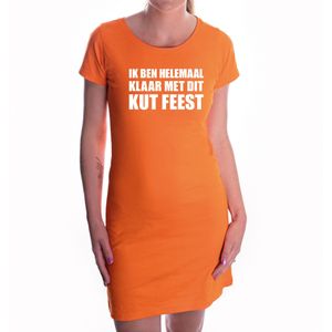 Kut feest fun tekst jurkje oranje dames - Feestjurkjes