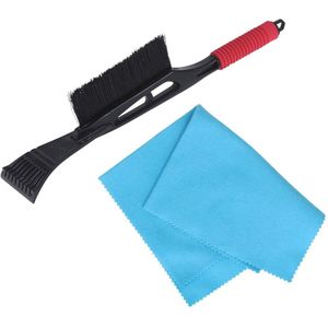 Autoramen lange IJskrabber met borstel zwart/rood 53 cm met anti-condens doek - IJskrabbers