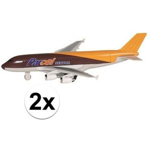 2x Model vracht vliegtuigje parcel 19 cm - Speelgoed vliegtuigen