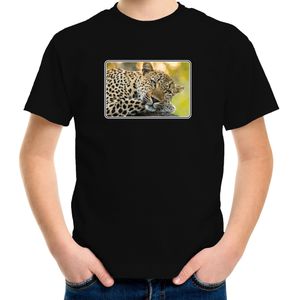 Dieren t-shirt met jaguars foto zwart voor kinderen - T-shirts