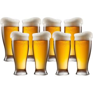 LAV Bierglazen - 8x - 565 ml/0,56L - stevig glas - Stijlvolle glazen - Halve liter/groot formaat - Voor de liefhebber