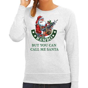 Fout Kerstsweater / outfit Rambo but you can call me Santa grijs voor dames - kerst truien