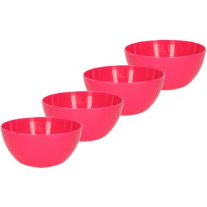 Plasticforte kommetjes/schaaltjes - 4x - dessert/ontbijt - kunststof - D14 x H6 cm - fuchsia roze