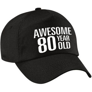 Awesome 80 year old verjaardag pet / cap zwart voor dames en heren - Verkleedhoofddeksels