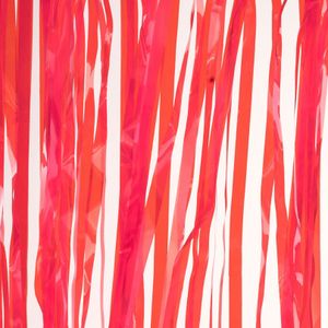 2x stuks folie deurgordijn rood transparant 200 x 100 cm - Feestdeurgordijnen