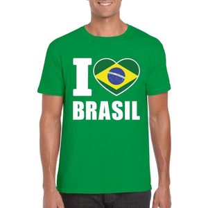 Groen I love Brazilie fan shirt heren - Feestshirts