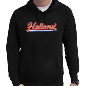 Zwarte hoodie Holland / Nederland supporter Holland met Nederlandse wimpel EK/ WK voor heren - Feesttruien