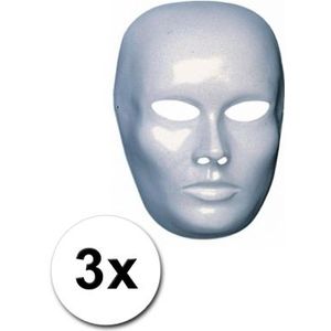 3 blanco maskers van heren gezicht - Verkleedmaskers