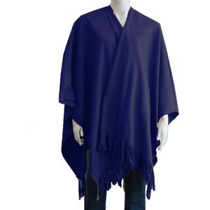 Luxe omslagdoek/poncho - paars - 180 x 140 cm - fleece - Dameskleding accessoires - Poncho's