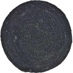 2x Placemats rond zwart rotan 38 cm - Placemats