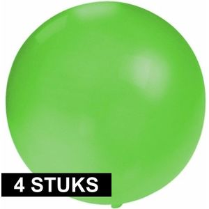 4x Ronde groene ballon 60 cm groot - Ballonnen