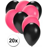 Ballonnen zwart en roze 20x Sweet 16 verjdaardag - Ballonnen