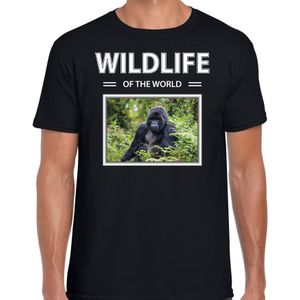 Gorilla aap t-shirt met dieren foto wildlife of the world zwart voor heren - T-shirts